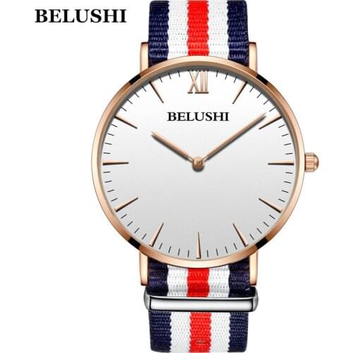 BELUSHI Watch Men Business Watches Ultra thin Fashion Luxury Waterproof Quartz Wristwatch Leather/Mesh Band Relogio Masculino