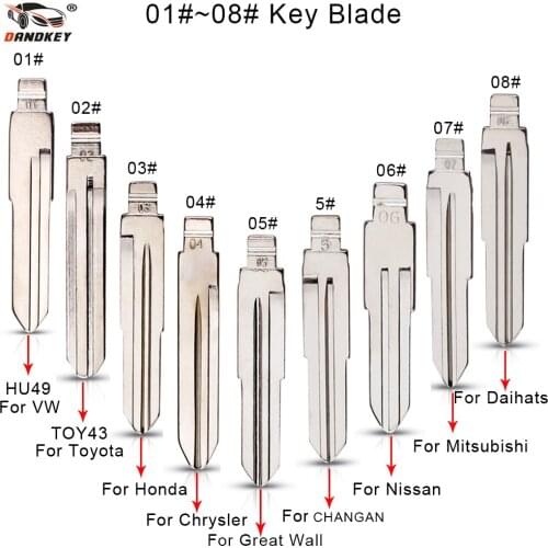 Dandkey Replacement Car Key Shell CY24 TOY43 MIT8 Key Blade #01 #02 #03 #04 #05 #5 #06 #07 #08 For VW For Toyota For Nissan