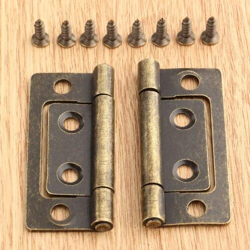 2pcs 50x24mm Decorative Hinges Furniture Cabinet Drawer Door Butt Hinge Antique Jewelry Wooden Box Cupboard Hinges With Screws