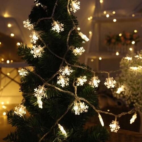 Afteryou 40/20 LEDs Snowflake String Light Battery Operated Holiday Christmas Tree Garlands Curtain Decoration Fairy Lights
