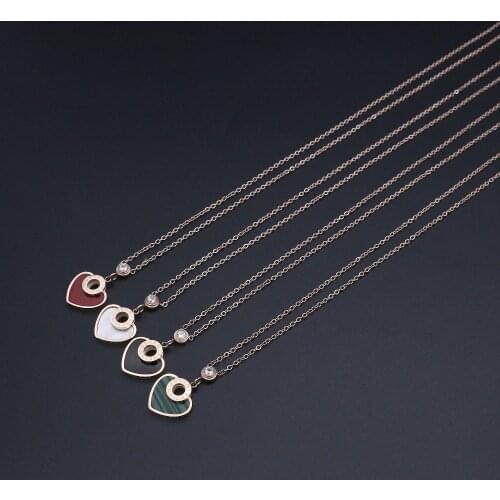 JSBAO New Arrival 40CM+5CM Rose Gold Colour Chain Heart Necklace Women Stainless Steel Crystal Stone Roman Necklace Female Gift