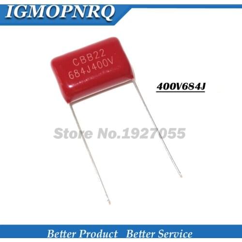 10PCS 400V684J pitch 15MM 0.68UF CBB 680nf 684 400V CBB Polypropylene film capacitor NEW 400V684J-P15