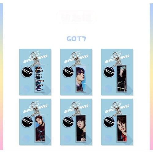 Kpop GOT7 Mark Jackson YoungJae BamBam YuGyeom JinYoung JB Acrylic PVC Rectangular Keychain Star Same Paragraph Surrounding