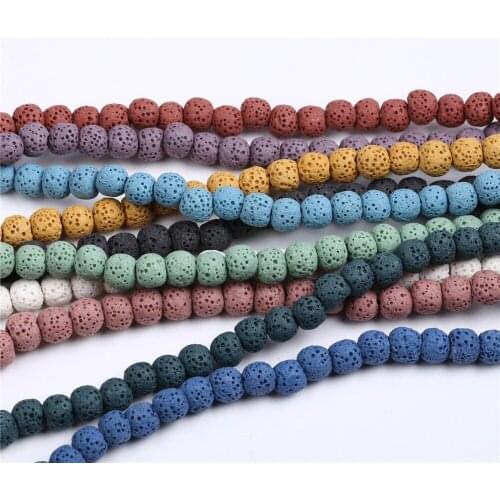 Top Quality Natural Stone Black White Volcanic Lava Beads 6-16mm Round Rock Loose Spacer Beads For DIY Bracelet Jewelry Making