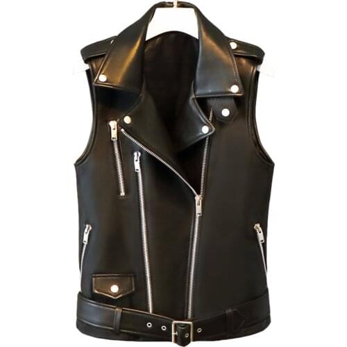 Lautaro Autumn Short Black Spring Soft Faux Leather Motorcycle Vest Women Zipper Plus Size Sleeveless Biker Jacket 5xl 6xl 7xl