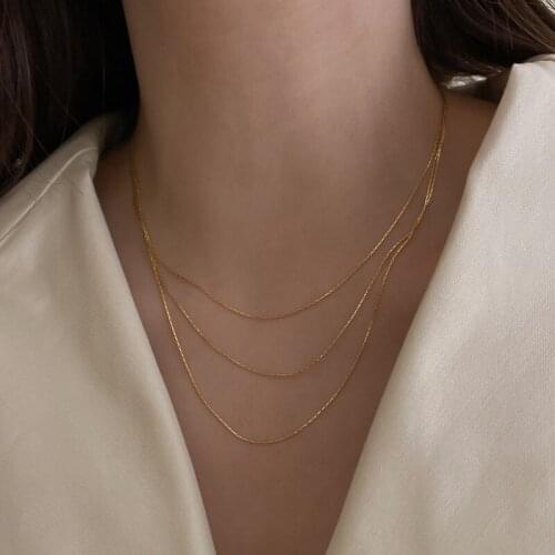 Minimalist Temperament Multilayer Metal Chain Necklace Clavicle Chain Cool Style Gold Silver Color Thin Chain Choker Women