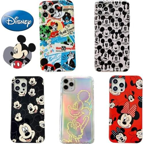 Anime Disney Mickey Minnie Graffiti Soft Case for IPhone 12 Pro Max 11 Pro Max Cartoon Back Cover Silicone TPU Anti-fall Shell