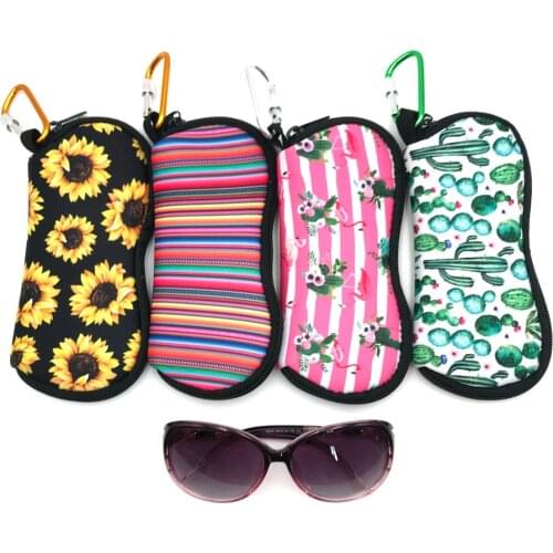 4PCS Sunglasses Soft Case Ultra Light Neoprene Zipper Eyeglass Case with Carabiner
