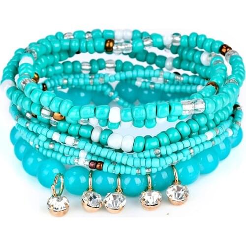 Bohemian Jewelry Bracelets Set For Women Boho Tassel Charm Multilayer Beads Bracelet Wristband Pulseras Mujer Femme Bijouterie