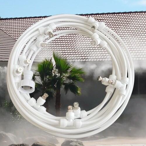 Garden Automatic Mist Irrigation Set 6-18 M Kit 1/4 Inch PE Tube Watering Kit For Patio Lawn Outdoor Brass Nozzles Slip Lock