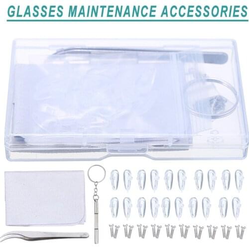 1 set Glasses Repair Parts Silicone Air Nose Pads Screwdriver Screw Tweezers Set For Eyeglasses Soft Nose Pads Repair Kit