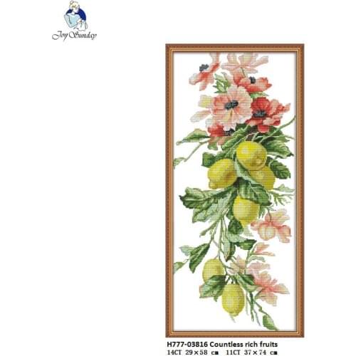 Joy sunday, Needlework DIY DMC Cross Stitch Sets, Rich Fruits Patterns Cross-Stitching, Christmas Home Decor Factory Wholesale