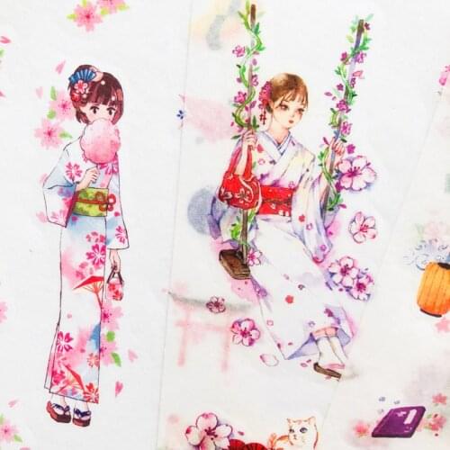8 Sheets Spring Sakura Girls Paper Sticker Notebook Computer Dairy Stickers Hand Account Decoration