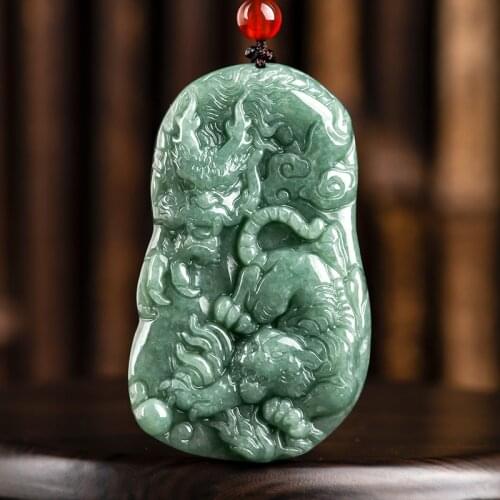 Natural Jade Crouching Tiger Hidden Dragon Zodiac Dragon Tiger Pendant High-grade Jade Men’s Necklace Women Pendant