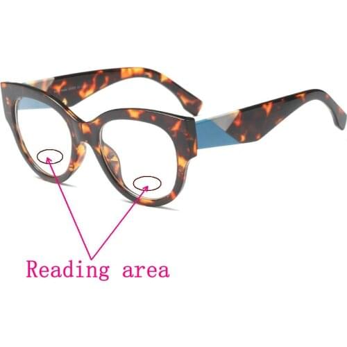 2020 New Multifocal Reading Glasses Women Retro Fashion Female Cat Double light Hyperopia Eyewear Prescription Eyeglasses UV NX