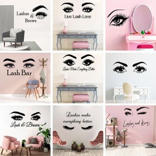 New Design Lash Wallpaper Wall Stickers Eyeslash Decor Vinyl Decals For Beauty Salon Sticker Wall Decals naklejki na sciane