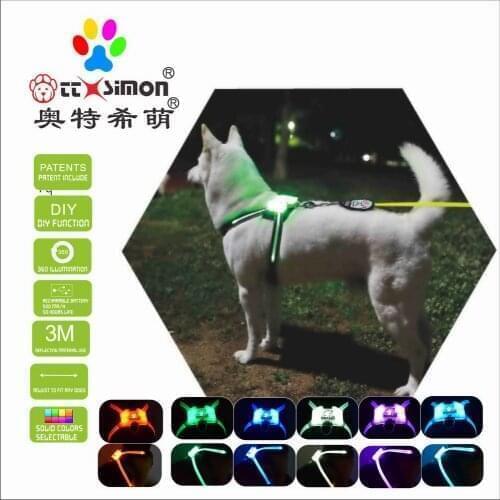 CC SIMON dog collar glowing dog accessories for large Reflective Harness for Dogs 2021
