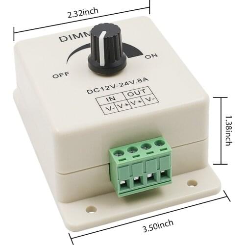 LED Dimmer Switch 12-24V 8A Adjustable Brightness Lamp Strip Driver Single Color Light Power Supply Controller
