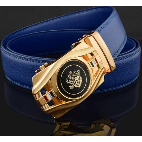 Latest Men Belt red High Quality Cow Genuine Leather Luxury Chinese Tiger young men waist belt
