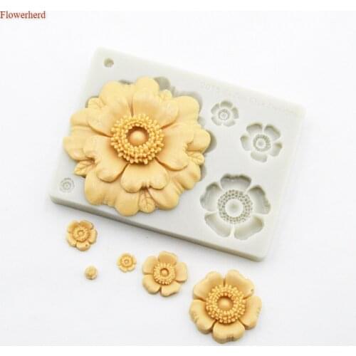 Flowers Fondant Cake Silicone Mold Birthday Wedding Decoration DIY Chocolate Biscuit Mold Cake Baking Decorating Tools
