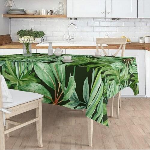 Tablecloth Living Room Kitchen green leaf pattern micro fabric cover runner pattern Free Shipping
