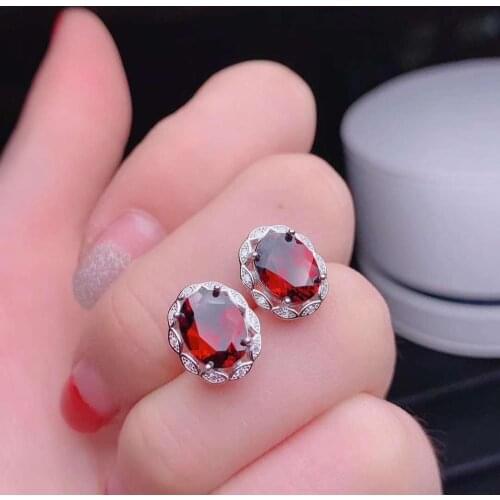 Natural And Real Garnet gemstone earrings S925 silver earrings women fashion earrings New year gift