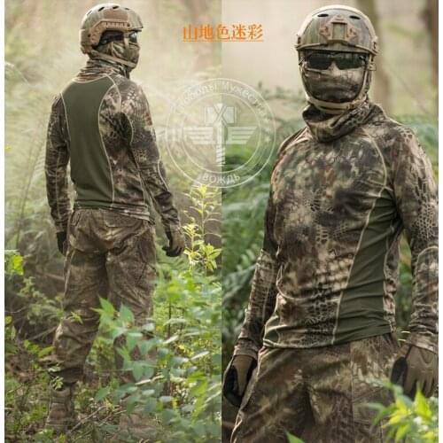 Tactical Crew Neck Long Sleeve Mesh TRU T Shirt Kryptek Camo Highlander