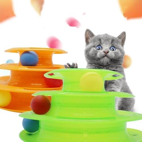 Pet cat toy training play plate kitten three-layer track disc cat intellectual play detachable disc tumbler for cats