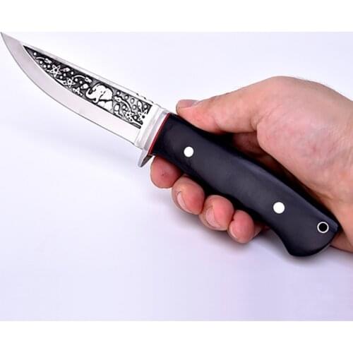 Outdoor high hardness CNC fruit knife survival multi-functional tactical small straight knife manual self-defense portable knife