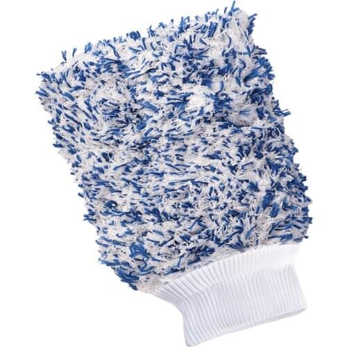 Car Wash Mitt Premium Microfiber Fleece Soft Wash Mitts for Car Cleaning Tools Scratch-Free Washing Gloves Blue White Accessorie