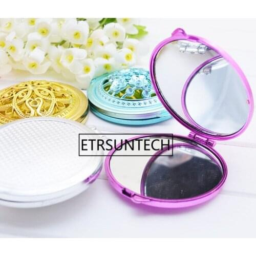 Vintage Hollow Carving Double-Side Foldable Makeup Mirror Random Color Portable Compact Pocket Mirror Mini Gift Beauty F1268