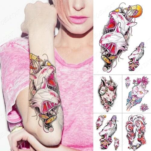 Waterproof Temporary Tattoo Sticker Japanese Devil Eyes Cat Fox Mask Flash Tattoos Body Art Arm Fake Tatoo Women Men