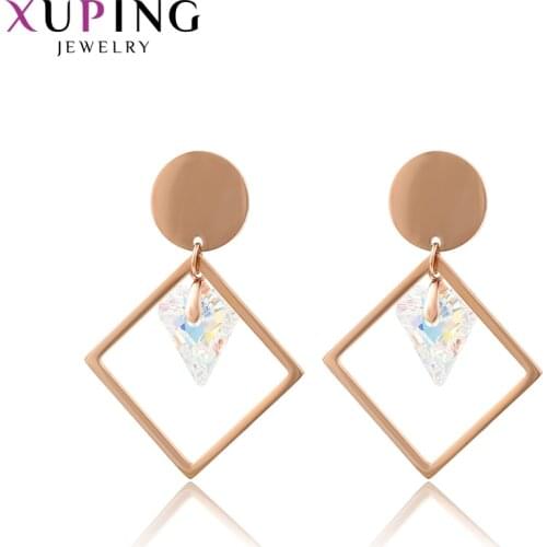 Xuping Heart Shape Earrings for Women Drop Crystals Stainless Steel Popular Jewelry Party Wedding Gifts 20697
