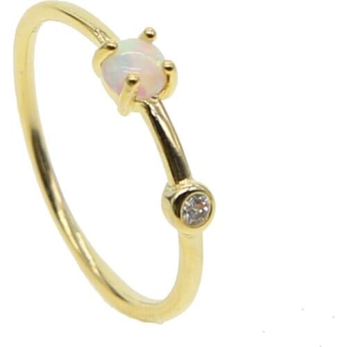 Sparkling 925silver CZ Ring for Women Engagement Jewelry Gift Gold Color fashion jewelry 2019 minimal delicate tiny opal design