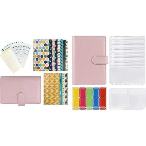 1 Set Cash Budget Envelope Wallet,Cash Envelopes & 1 Set Binder Bags A6 with Leather Binder Cover