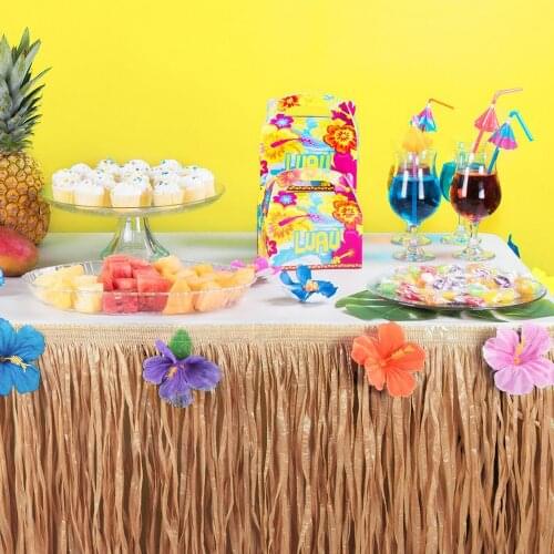 1PC Hawaii Table Skirt Party Tropical Decorations Hawaiian Party Wedding Happy Birthday Summer Luau Beach Holidy Decor Supplies