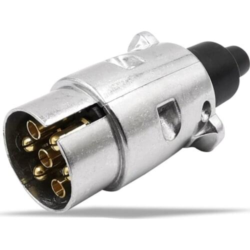 1pcs Durable 7 Pin Aluminium Alloy Plug Trailer Truck Towing Electrics 12V Connector Trailer Connector Adapter Trailer EU Plug