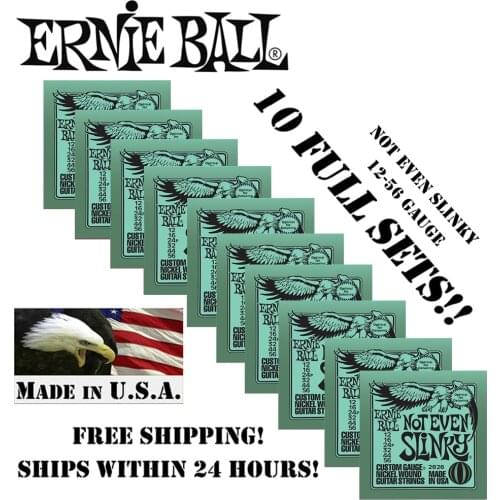 10 Packs! Ernie Ball 2626 Not Even Slinky Electric Guitar Strings Nickel Wound Set, .012 - .056 (10 packs)