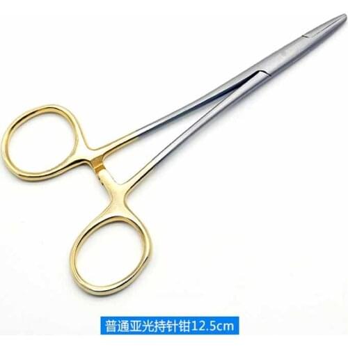 12.5cm Golden color handle Needle clamp medical pliers Surgical forceps Double eyelid cosmetic plastic surgery Needle holder