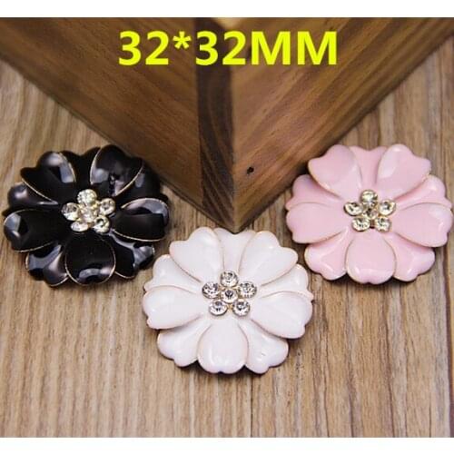 20pcs per lot 32mm*32mm Glod Plated Rhinestone Flower DIY Rhinestone Clover Decoration Charms 5pcs per lot