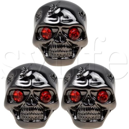 3pcs Electric Guitar Metal Skull Volume Tone Knobs black
