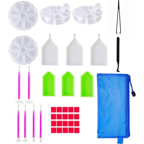 39Pcs/Set DIY Diamond Painting Accessories Embroidery Tool Cross Stitch Mosaic Needlework Tools Full Kits Storage Boxes Cases
