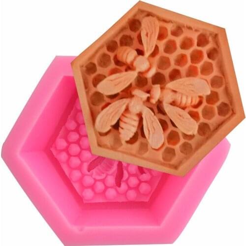 3D Honey Bee Honeycomb Silica Gel Sugar Mold Cake Decoration Tool Fudge Chocolate Dessert Tool Soap Making Silicon Baking Mold