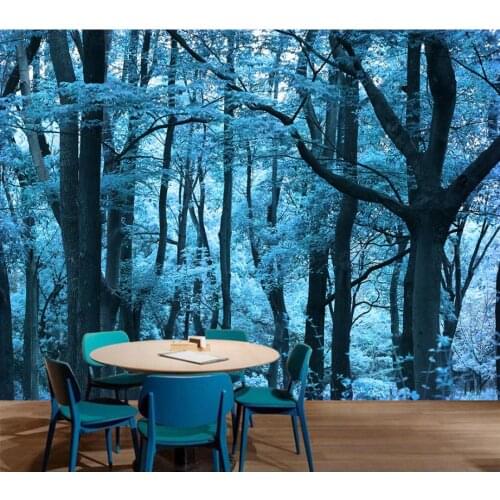 Customize 3d wall murals wallpape Blue forest forest wallpaper rolls wallpaers for living room bedroom Large wall