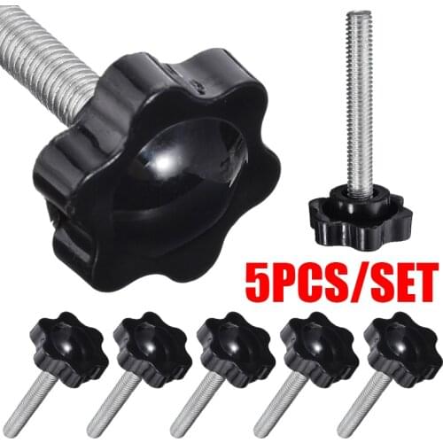 5pcs/Set Male Thread M6*40mm Star Shaped Head Thread Screw Bolts Clamping Nuts Knob Grip for Industry Equipment