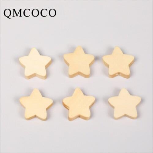 50Pcs/Set Five-Pointed Star Wooden Beads DIY Crafts Jewelry Tools Custom Hemu Loose Beads Home Decorations Baby Toys Accessories
