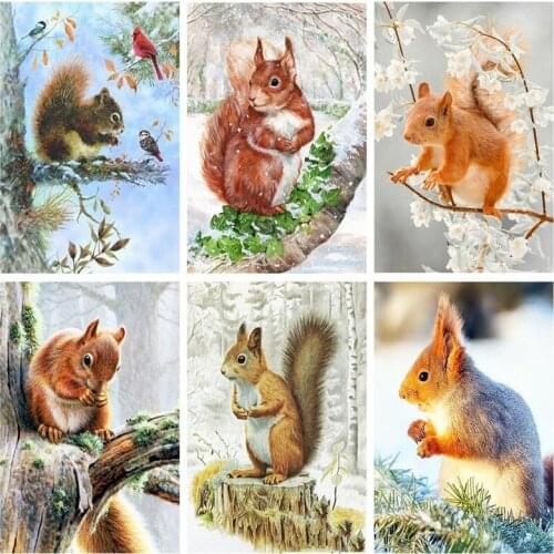5D DIY Diamond Painting Kits Full Round With AB Drill Squirrel Animals Diamond Embroidery Art Cross Stitch Kit Home Decor Gift