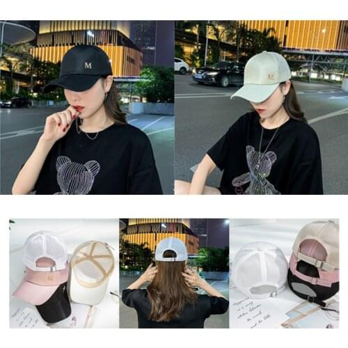 Baseball Cap Mens Womens Bounce Hip Hop Cap with Metal M Embroidery Summer Breathable Mesh Trucker Cap Streetwear Bones