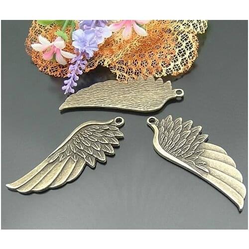 4pcs solid bronze large angel wing, angel wing, bronze angel wing zinc alloy pendant, charm, drops for diy 58X22mm