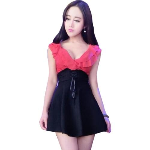 ZC1713 2020 Summer new women fashion sexy sleeveless Large v-neck low collar corrugated edge dress cheap wholesale